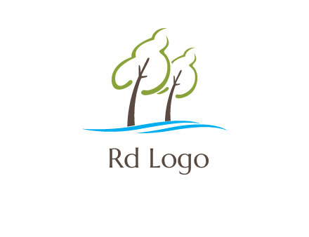 abstract trees and waves logo