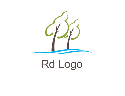 abstract trees and waves logo