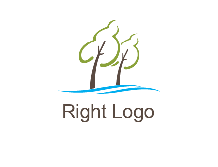 abstract trees and waves logo
