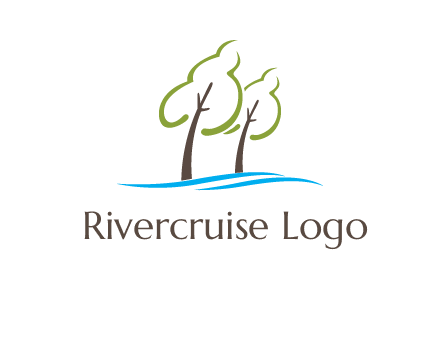 abstract trees and waves logo