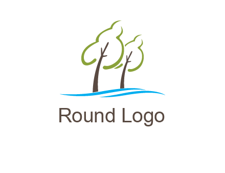 abstract trees and waves logo