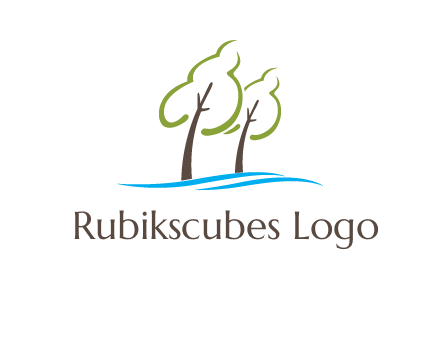 abstract trees and waves logo