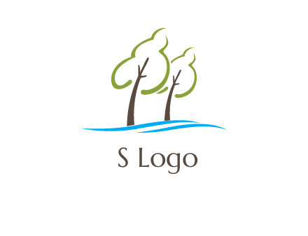 abstract trees and waves logo