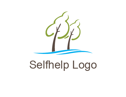 abstract trees and waves logo