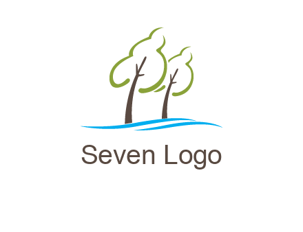 abstract trees and waves logo