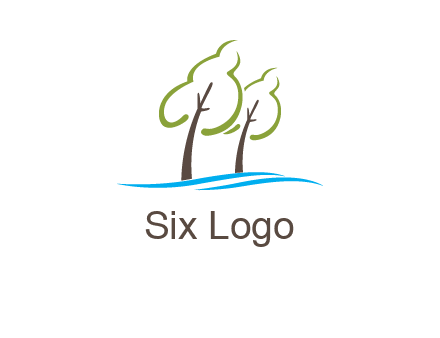 abstract trees and waves logo