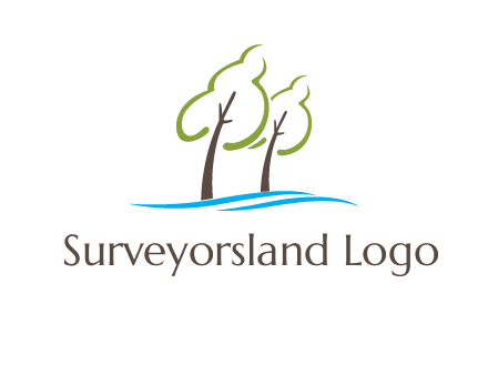 abstract trees and waves logo