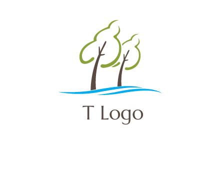 abstract trees and waves logo