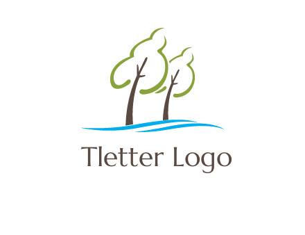 abstract trees and waves logo