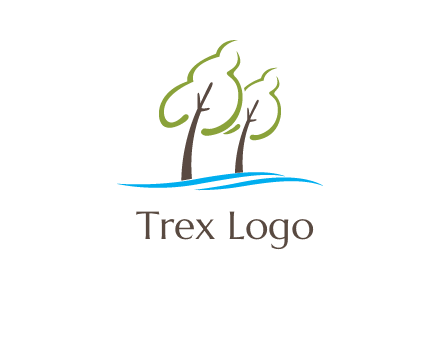 abstract trees and waves logo