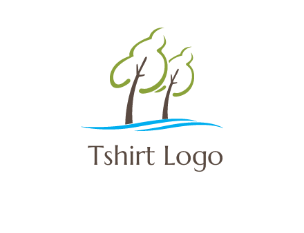 abstract trees and waves logo