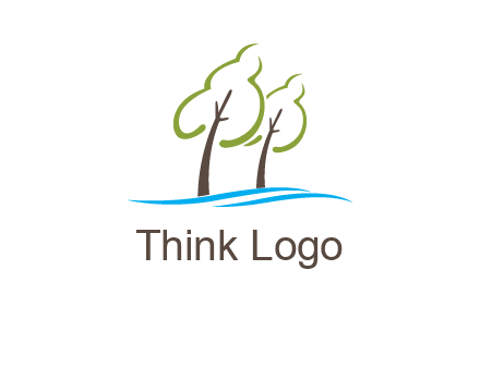 abstract trees and waves logo