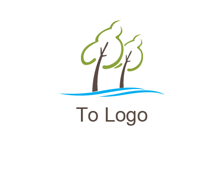 abstract trees and waves logo