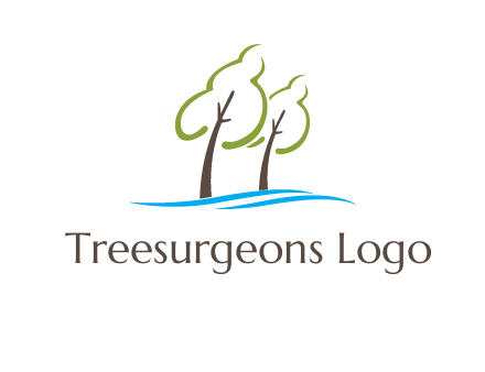 abstract trees and waves logo