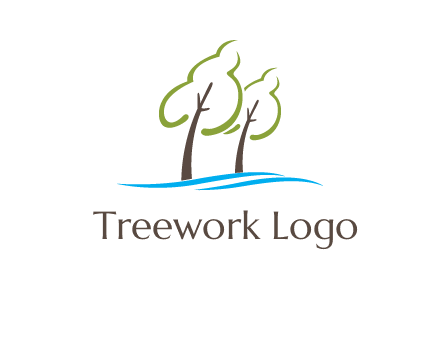 abstract trees and waves logo