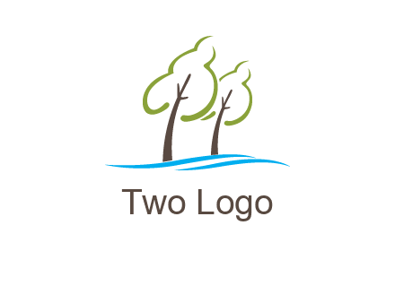 abstract trees and waves logo