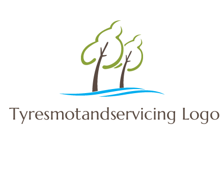 abstract trees and waves logo