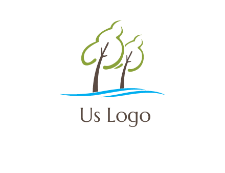 abstract trees and waves logo