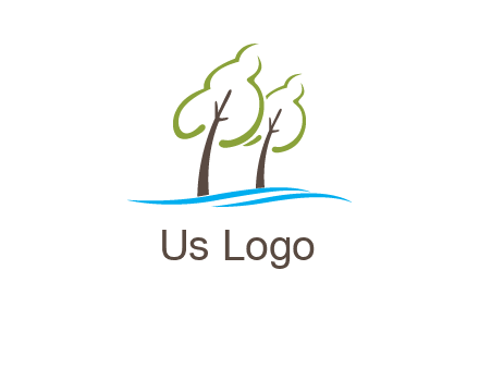 abstract trees and waves logo