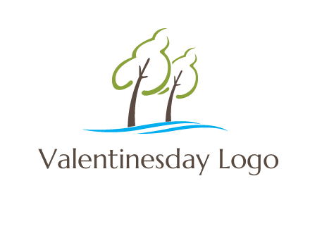 abstract trees and waves logo