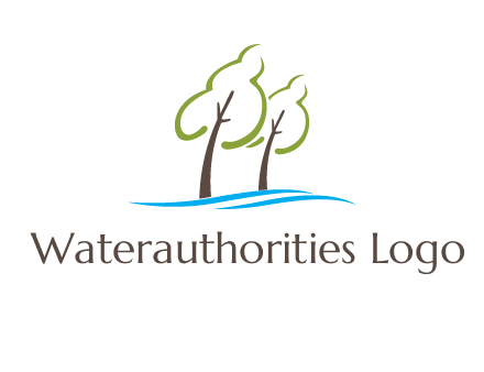 abstract trees and waves logo