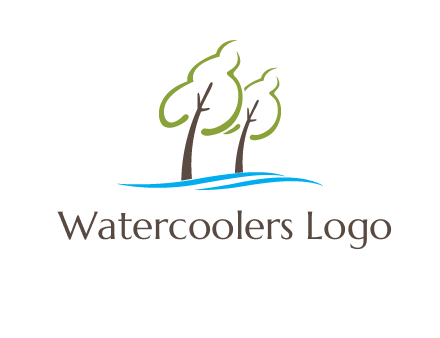 abstract trees and waves logo