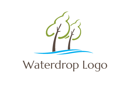abstract trees and waves logo