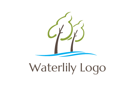 abstract trees and waves logo