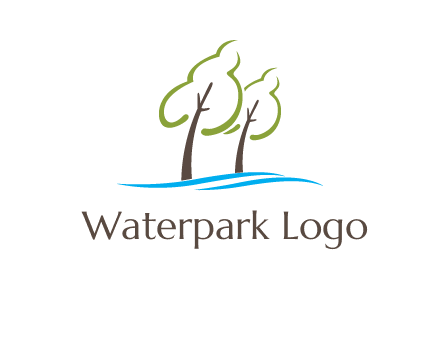 abstract trees and waves logo