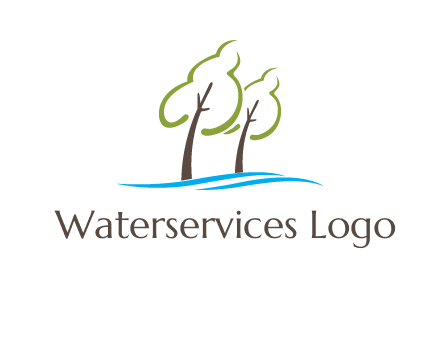 abstract trees and waves logo