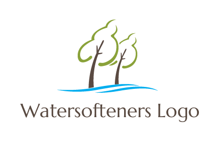 abstract trees and waves logo