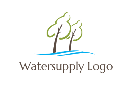 abstract trees and waves logo