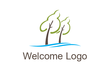 abstract trees and waves logo