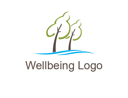 abstract trees and waves logo