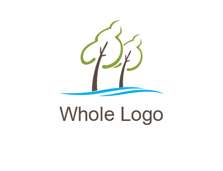 abstract trees and waves logo