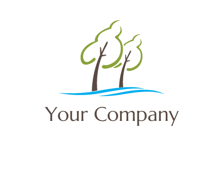 abstract trees and waves logo