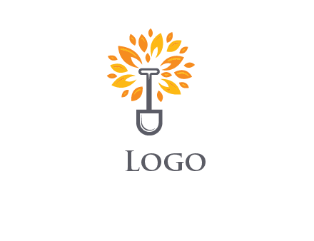 leaves and shovel logo