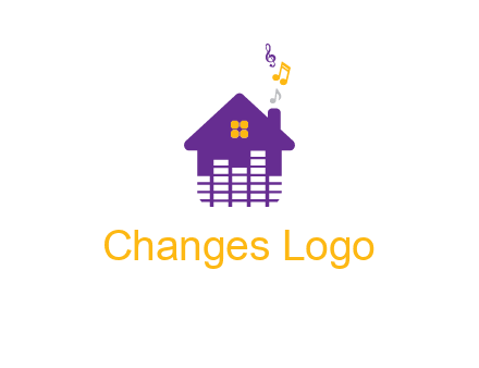music equalizer bars in a home with music notes logo