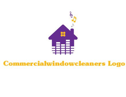 music equalizer bars in a home with music notes logo