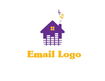 music equalizer bars in a home with music notes logo
