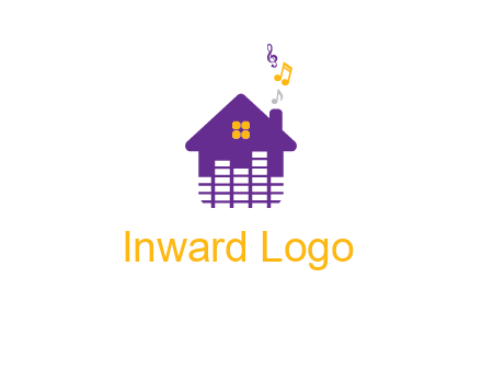 music equalizer bars in a home with music notes logo