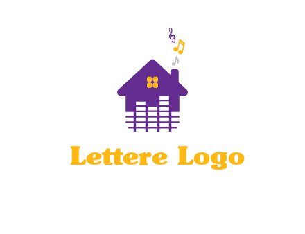 music equalizer bars in a home with music notes logo