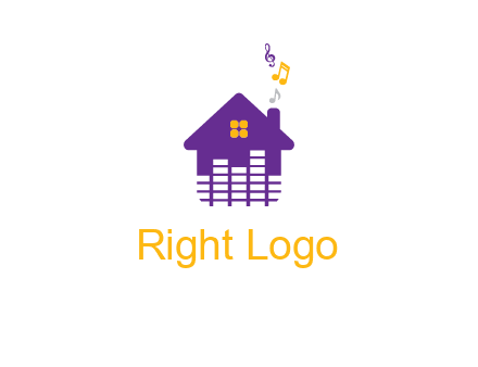 music equalizer bars in a home with music notes logo