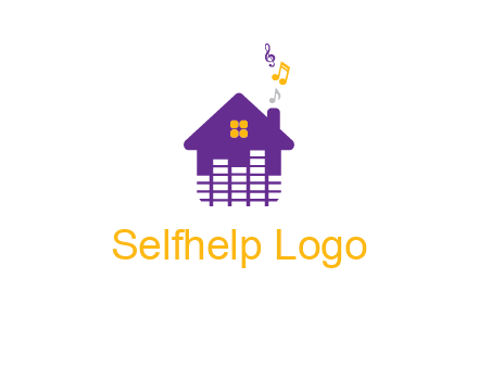 music equalizer bars in a home with music notes logo