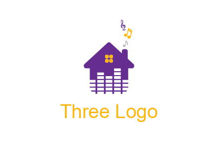music equalizer bars in a home with music notes logo