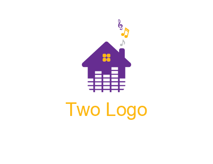 music equalizer bars in a home with music notes logo