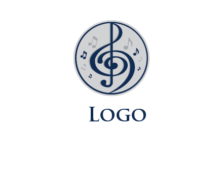 Music notes in a circle logo
