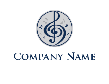 Music notes in a circle logo