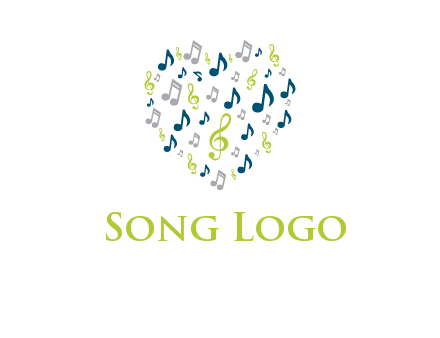 heart shaped music notes logo icon