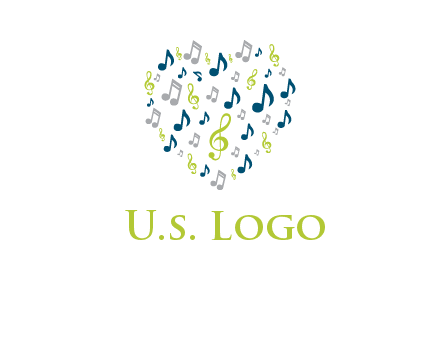 heart shaped music notes logo icon